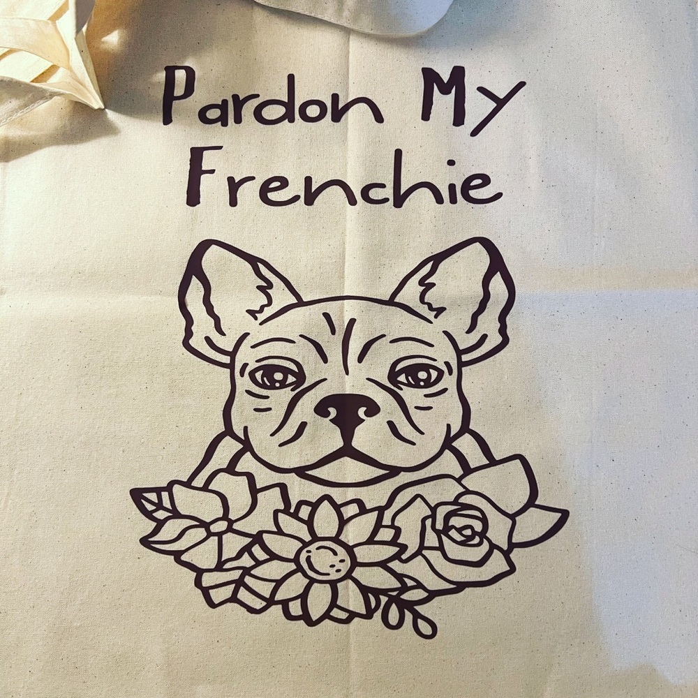 Pardon my frenchie tote bag